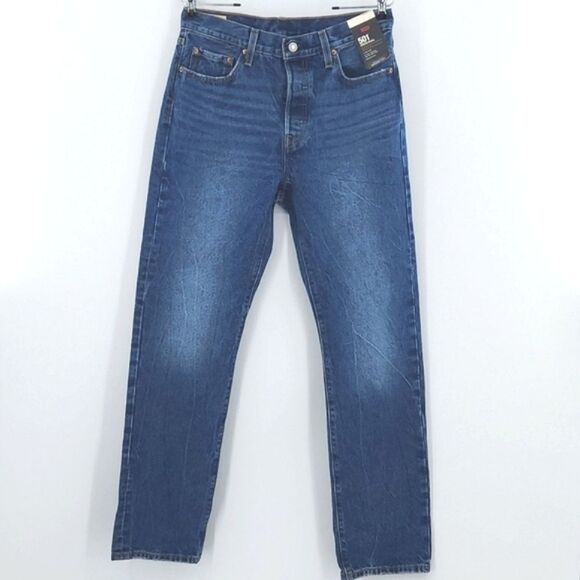 Levis 501 Jeans Womens Size 29x32 Blue Straight Leg Button Fly Rodeo Western - Picture 1 of 11